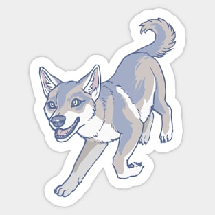 Leaping Tamaskan Dog Sticker